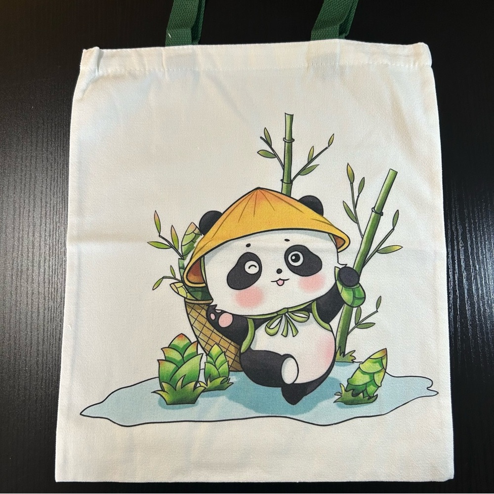 Cute Panda Canvas Tote Bag Kawaii Bamboo Market Style